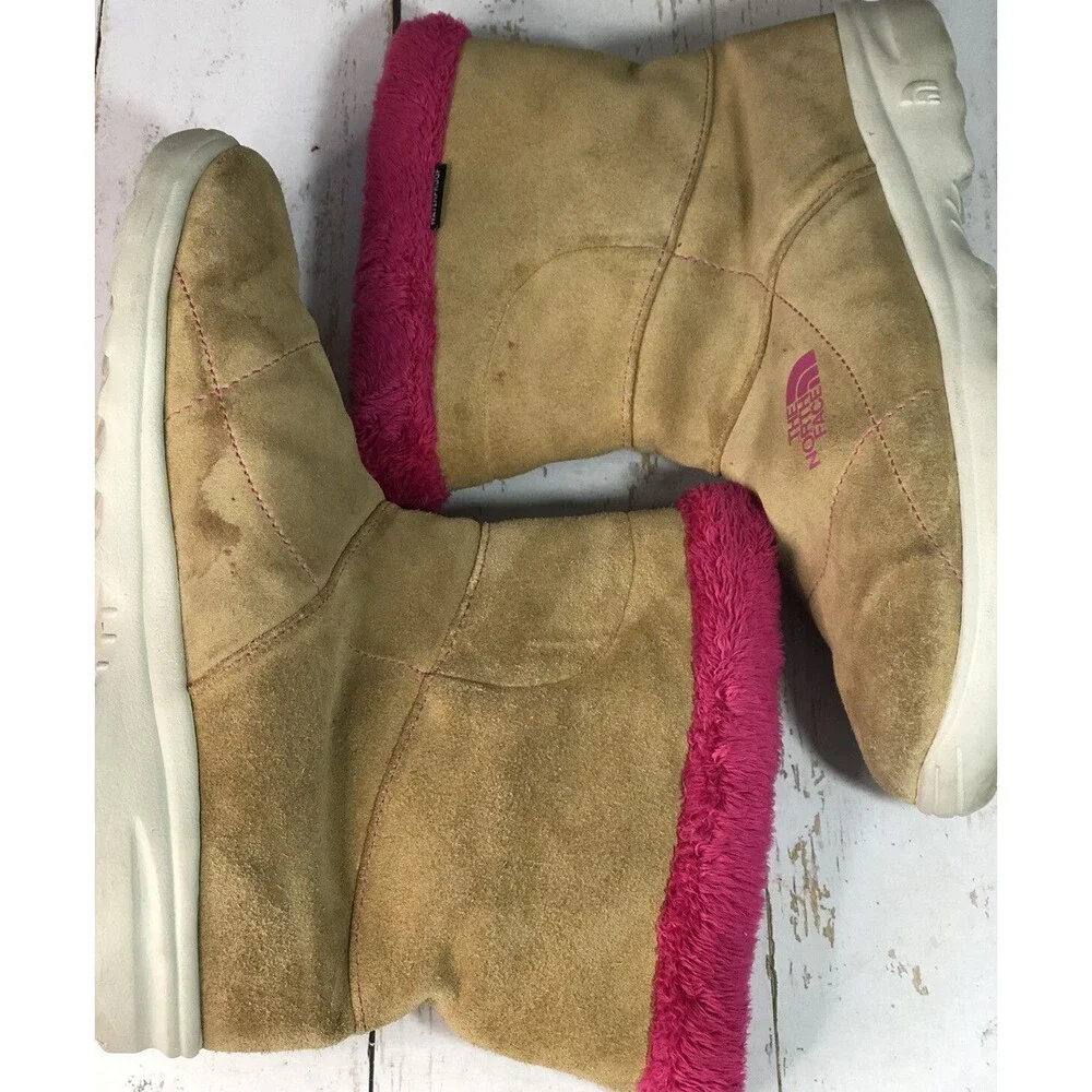 The North Face Girls Suede Waterproof Boots Chestnut Hot Pink Size 5